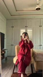 2 Piece Women's Stitched Arabic Linen Plain Shirt and Trouser 2
