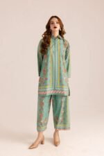 Chip Printed Grip Silk Shirt and Trouser Set - 2 Pcs