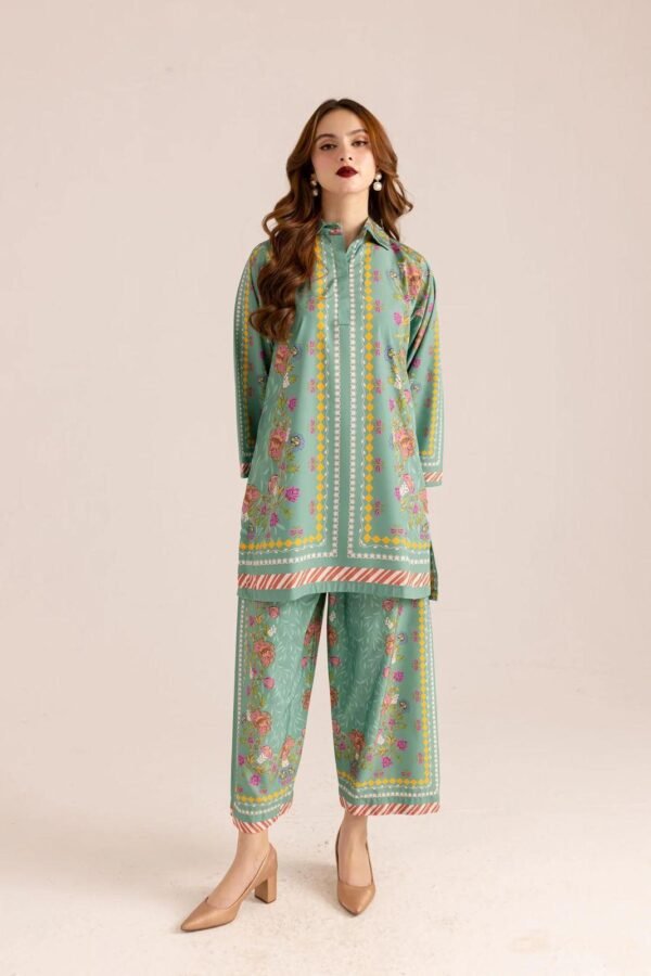 Chip Printed Grip Silk Shirt and Trouser Set - 2 Pcs